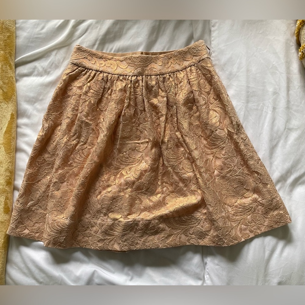 BR Metallic Rose Gold Lace Skirt Size 0